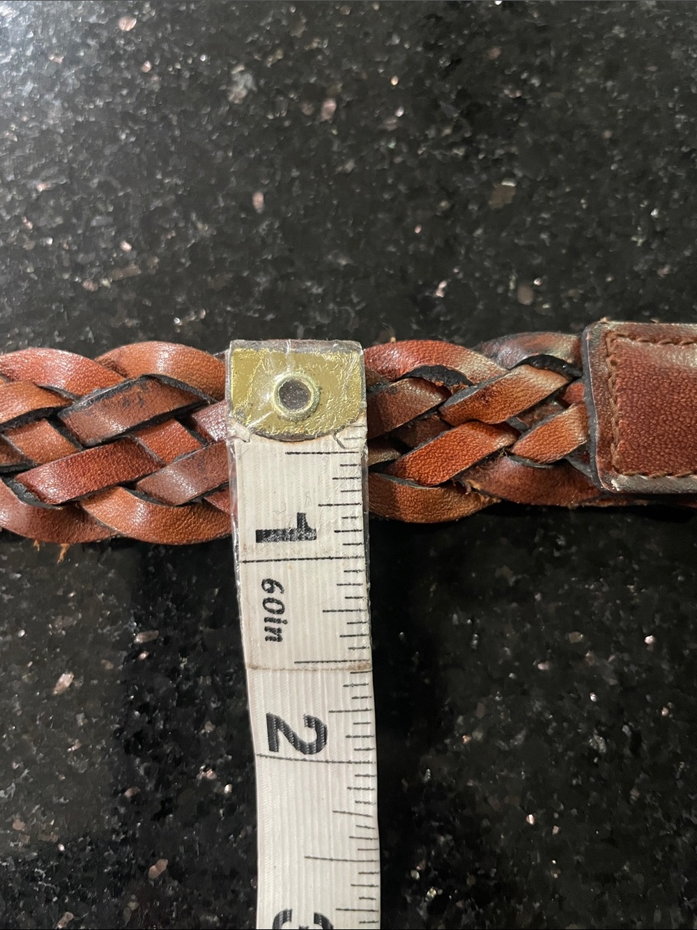 BEAUTIFUL! Vintage Brown Braided Leather Belt with Agate Stone Buckle - Picture 7 of 11